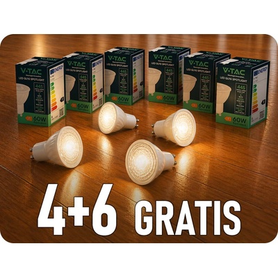 V-TAC GU10 LED ŽÁROVKA 6W, 445LM, 110°, 4+6 neutrální bílá