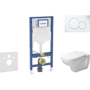 Geberit Duofix - Комплект за монтаж пред стена, тоалетна чиния D-Code и седалка със система „softclose, бутон Sigma01, алпийско бяло SANI11CP3100 (SANI11CP3100)