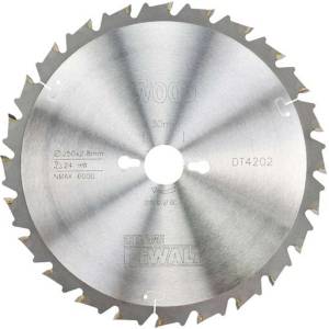DEWALT - Пилен диск за дърво 250x30 мм, 24 зъба DT4202 (DT4202)