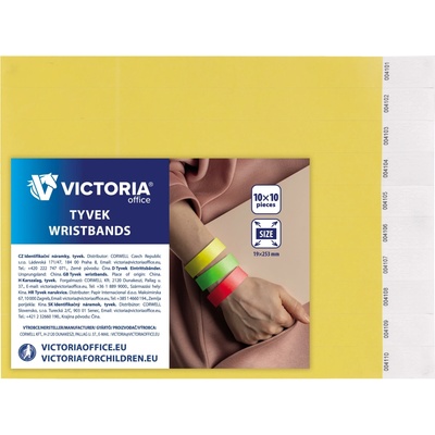 Identifikačný náramok, 3/4", tyvek, neónovo žltý, VICTORIA OFFICE