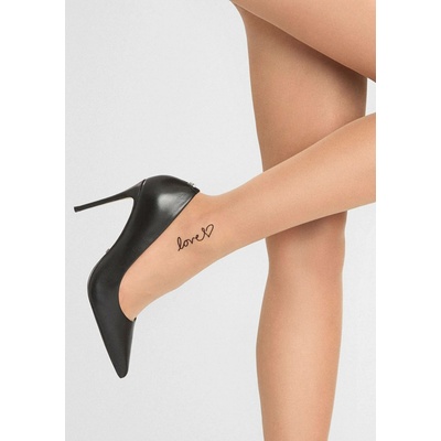 Marilyn Punčochové kalhoty s nápisem LOVE a srdíčkem ALLURE E06 20 DEN Beige