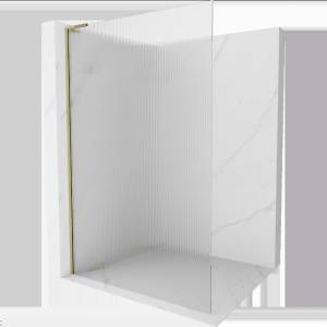 Mexen Kioto L стъклена преграда за душ Walk-in 90 x 200 см, райета, златна - 800-090-103-50-09 (800-090-103-50-09)