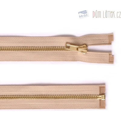 Zip mosadzný deliteľný bežový 70 cm