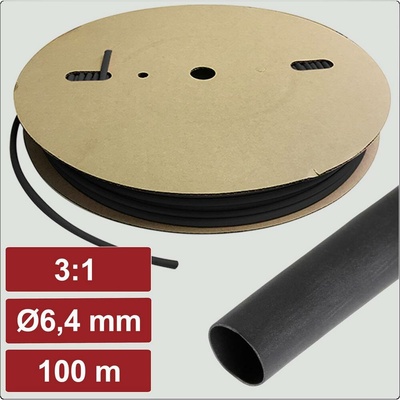 Electronic Garage EG25CA068 zmršťovacia bužírka s lepidlom čierna 6.4 mm 2.1 mm Pomer zmrštenia:3:1 100 m