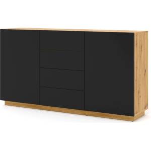 BIM Furniture Комод aura 2d4s 164 см, дъб артисан/черен мат (aurakom2d4sdaset)
