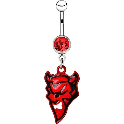 Šperky eshop ocelový piercing do pupíku barevný čert s rohama AA18.14 růžová P
