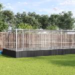 vidaXL Волиера с удължение сребриста 725x307x212 см стомана (3214278)