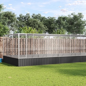 vidaXL Волиера с удължение сребриста 725x307x212 см стомана (3214278)