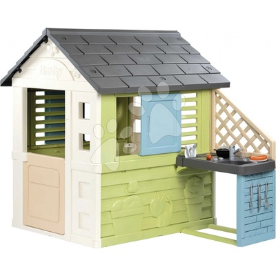 Smoby Domček s kuchynkou a 17 doplnkov Pretty Playhouse&Kitchen Life 3 okná s 2 žalúziami a posuvnými okenicami