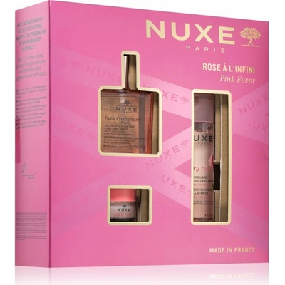 Nuxe pleťové péče Pink Fever micelární voda 100 ml + suchý olej 50 ml + balzám na rty 15 g dárková sada