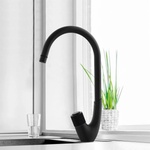 RUBINETA Едноръкохватков кухненски смесител Swan, матово черно покритие (SW0068)