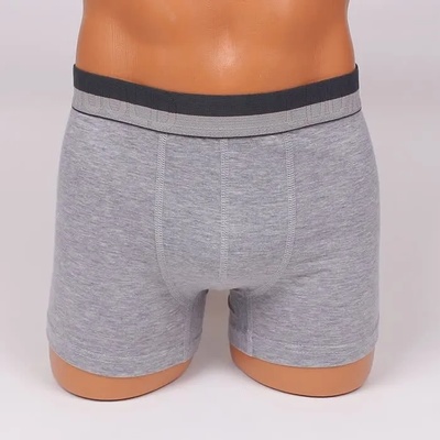 Мъжки памучен боксер в светлосив цвят с външен ластик