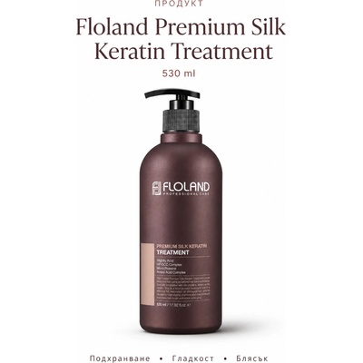 FLOLAND Първокласна грижа маска-балсам с Копринен кератин - 530 ml Floland Premium Silk Keratin Treatment