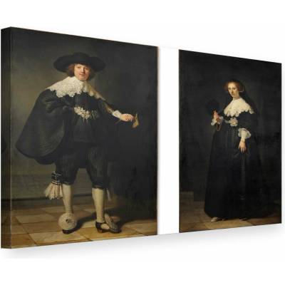 Obraz na plátne Rembrandt - Portréty Martena Soolmansa a Oopjena Coppita - 80x60 cm
