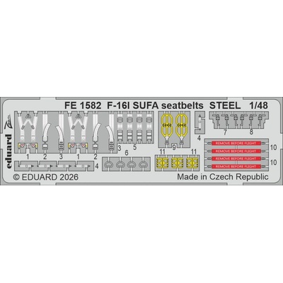 EDUARD F-16I SUFA seatbelts STEELrecommended for GREAT WALL HOBBY 1:48