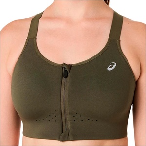 Asics Дамски спортен сутиен Asics Women's Road Combination Zip Bra Sports bra - Dark Olive - размер 85 (114-3776-0117)