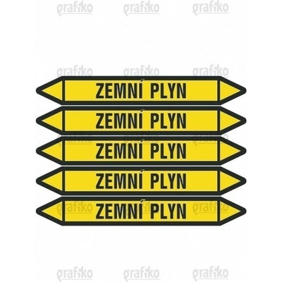 Grafiko | Zemní plyn - Materiál fólie s ochrannou laminací, Rozměr aršík 5ks šipka 350x52mm