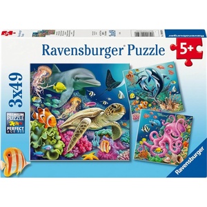 Ravensburger Детски пъзел Ravensburger 3 x 49 части - Под водата (12000859) - baby