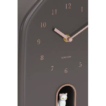 Karlsson Стенен часовник със звук Karlsson Modern Kitty 29 x 20 cm (KA6100BR)