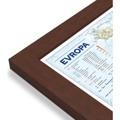 Excart Maps Evropa - nástěnná obecně zeměpisná mapa (ČESKY) 140 x 98 cm Varianta: mapa v dřevěném rámu, Provedení: Pegi višeň