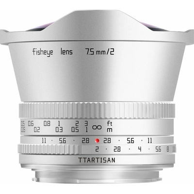 TTARTISAN 7,5 mm f/2 Fisheye pre MFT strieborný