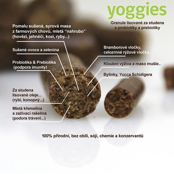 Yoggies Active granule lisované za studena s probiotiky Kachní maso & zvěřina 15 kg