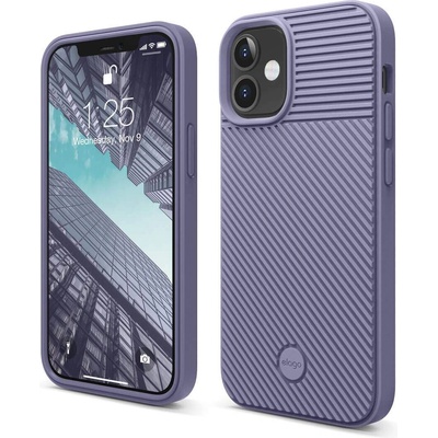elago Cushion Case - удароустойчив силиконов (TPU) калъф за iPhone 12 mini (лилав)
