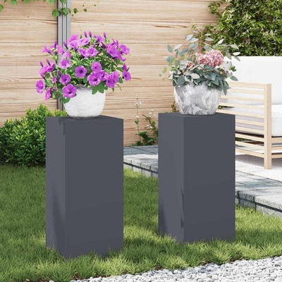 vidaXL Стойка за растения 2 pcs Антрацит 24 x 24 x 55 см Стомана (865815)