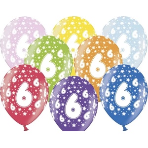 PartyDeco Балон за рожден ден с число 6