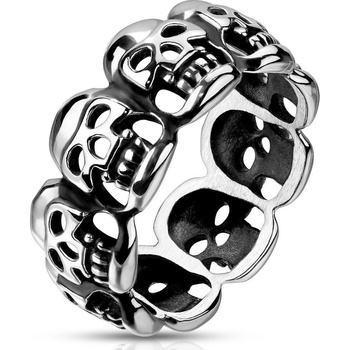 Šperky4U ocelový prsten s lebkami OPR1838