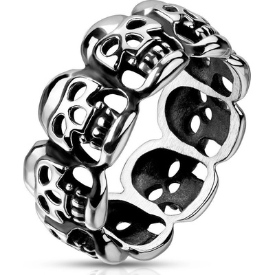 Šperky4U ocelový prsten s lebkami OPR1838