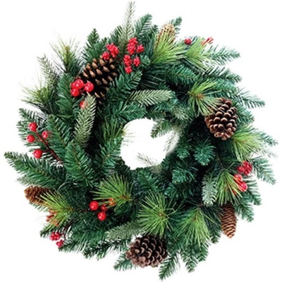 MagicHome Veniec Berry prírodný s čečinou a šiškami 45 cm