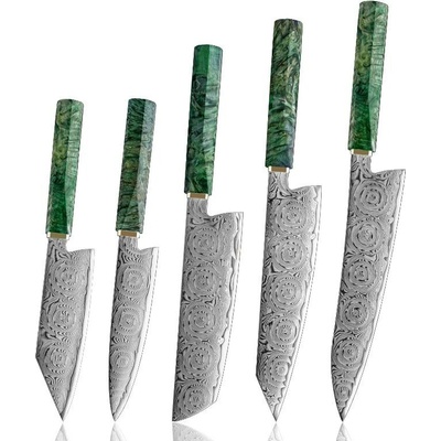 Shintou 5 dílný set Green Damascus