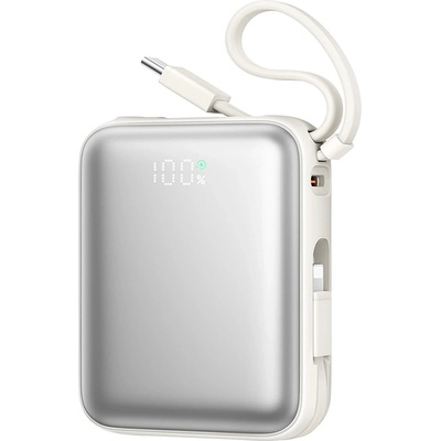 JR-PBF27 10000mAh 22.5W Преносима батерия Powerbank с вграден USB-C и Lightning кабели - бял (JR-PBF27-W)
