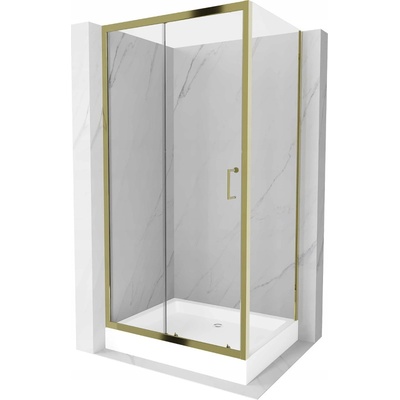 Mexen Apia плъзгаща се душ кабина 120 x 90 см, прозрачна, златна + корито Рио (840-120-090-50-00-4510)