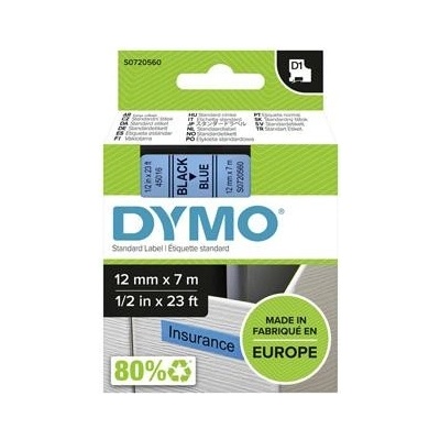 Dymo originál páska do tlačiarne štítkov, Dymo, 45016, S0720560, černý tlač/modrý podklad, 7m, 12mm, D1