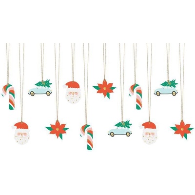 PartyDeco Jmenovky na dárky Santa, mix 12 ks