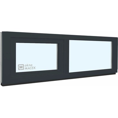 KÖMMERLING Plastové okno - 70 AD, 2100x500 mm, FIX/S, antracit ornamentální (kůra čirá), antracit/bílá