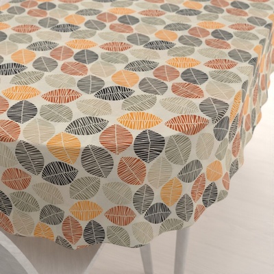 Biante Dekoračný oválny obrus PML-072 Jesenné listy na krémovom 100x140 cm