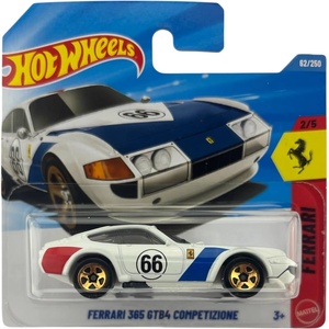 Mattel Количка Ferrari 365 GTB4 Competizione White 1: 64 (Hot Wheels) (35912)