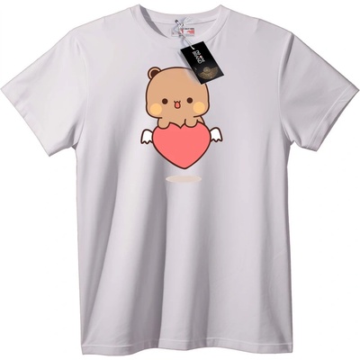 NOONEBRAND Тениска Сладко Мече с Прегръдка Сърце - XS, White
