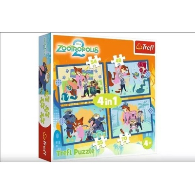 Trefl Трефл: Велико животинско приключение в Зоотрополис 4 в 1 - пъзел с 35, 48, 54, 70 части (34677)