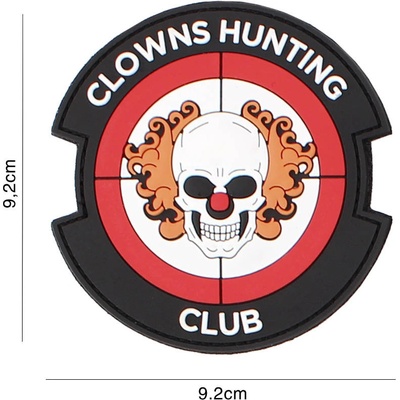 Gumová nášivka 101 Inc nápis Clown Hunting Club - červená