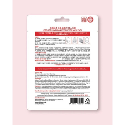 Lebelage Pomegrante Solution Mask Hydratačná textílna maska na tvár s výťažkom z granátového jablka 23 ml 10 ks
