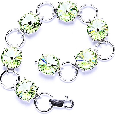 Čištín stříbrný s krystaly Swarovski Rivoli Chryzolit R 1188