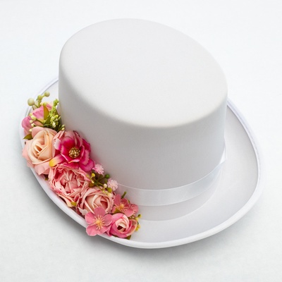 Bílý cylindr na auto, květiny růžové růže – Zboží Dáma
