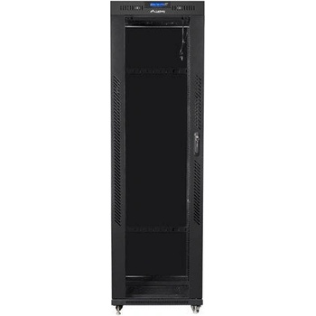 Lanberg стелажен шкаф 19"" свободно стоящ 42U/600x600 (плосък пакет) със стъклена врата LCD черен v2 (ff01-6642-12bl)