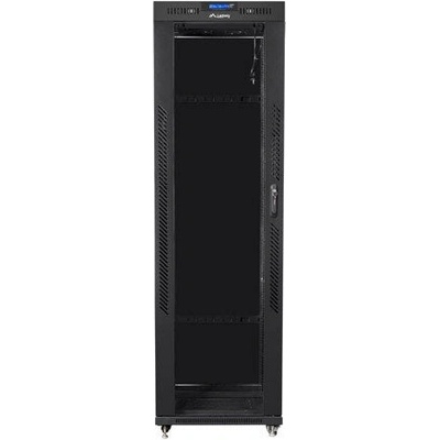 Lanberg стелажен шкаф 19"" свободно стоящ 42U/600x600 (плосък пакет) със стъклена врата LCD черен v2 (ff01-6642-12bl)