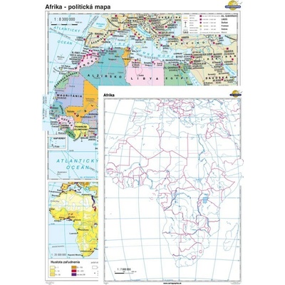 Cartographia Afrika - politická mapa + slepá mapa DUO (120x160 cm – 1:8300000), nástenná, fóliovaná, lištovaná