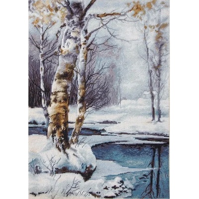 Luca-S Зима в гората - гоблен със схема Кръстат бод (aida 16 каунта)